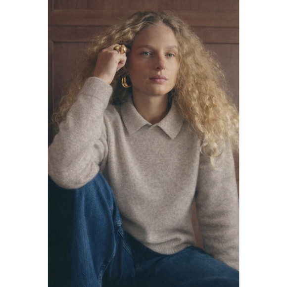 Everlane | 100% Cashmere Women's The Cashmere Collard Polo Sweater ~ Small - Picture 2 of 9